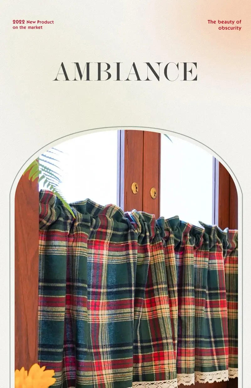 Description Picture 4 of itemBuffalo Check Plaid Window Valances Red and Black Farmhouse Design Window Treatment Decor Curtains Rod Pocket Valances for Kitch