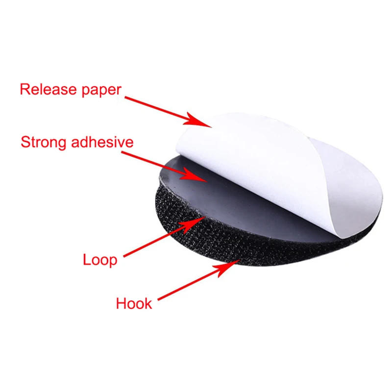 Description Picture 6 of item5-30Pair 60mm Round Hook and Loop Fasteners Tape Nylon Sticker Self Adhesive Mounting Double Sided Tape For Carpet Anti Slip Mat