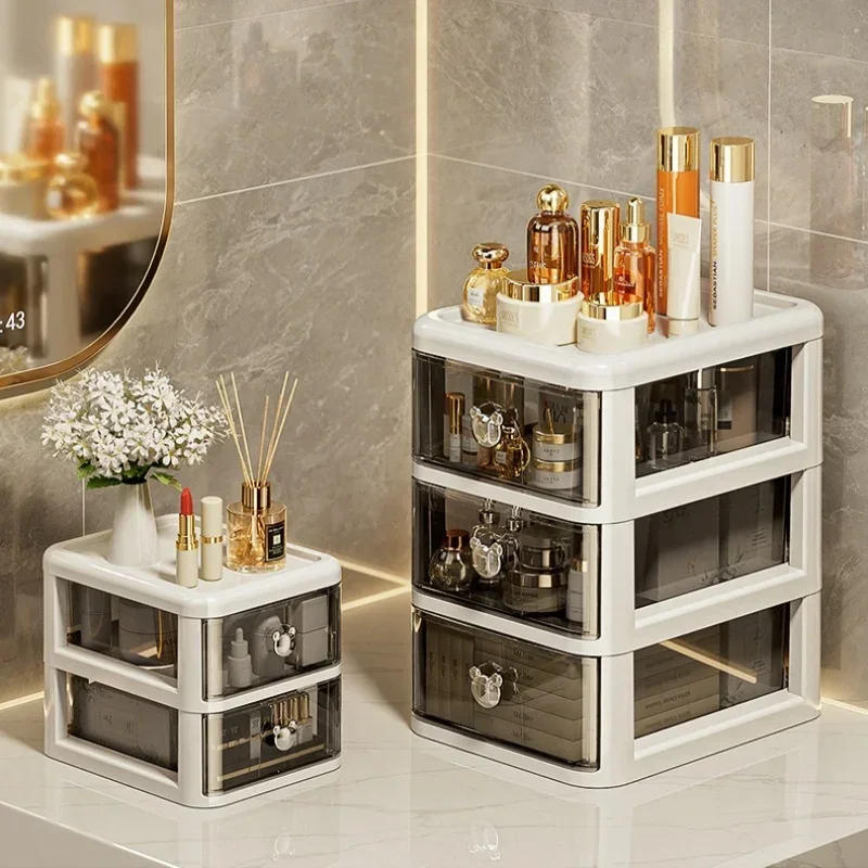 Description Picture 3 of itemStackable Desktop Storage Box with Dustproof Drawer Office Desk Storage Box Cosmetic Box Stationery Supplies Debris Storage Rack