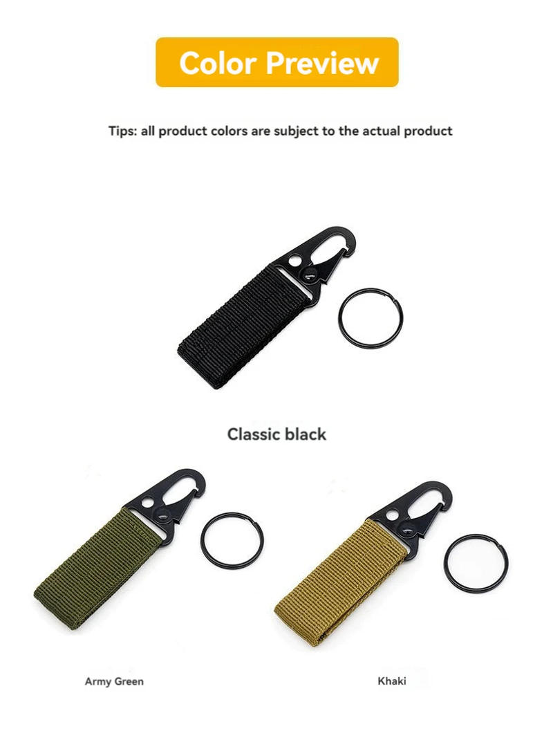 Description Picture 2 of item2pcs Tactical Hanging Buckle Molle Nylon Webbing Carabiner Belt Triangle Keychain for Outdoor Climbing Camping Tool Accessory