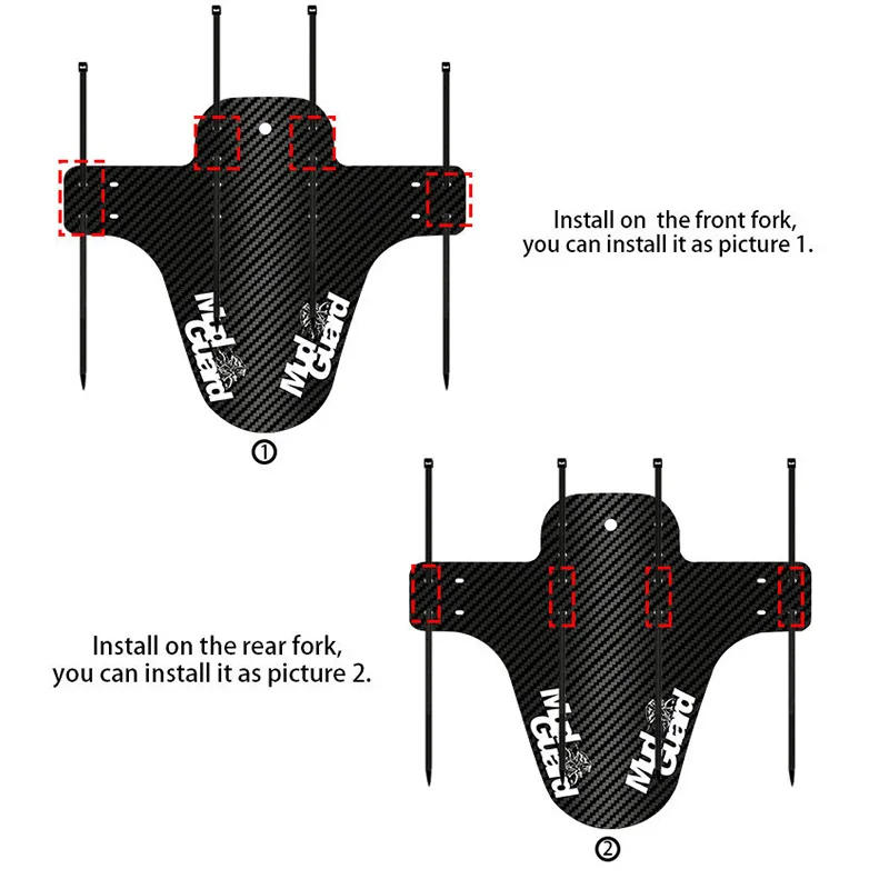 Description Picture 4 of item2 Piece Set Bicycle Fenders Carbon Fiber Front Rear MTB Road Bike Tire Wings Mud Guard Bicycle Tire Wheel Fenders Bike Parts