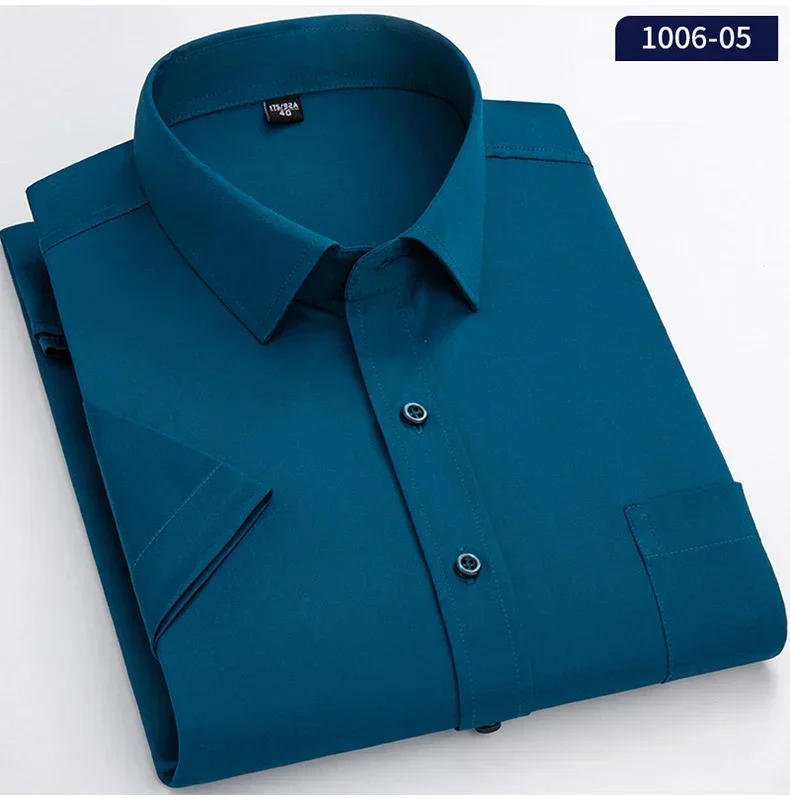 Description Picture 6 of itemMen’s Short Sleeve Shirts Elegant Plain Stretch No Iron Office Formal  Business Dress Shirt Casual Standard Male Workwear Shirt