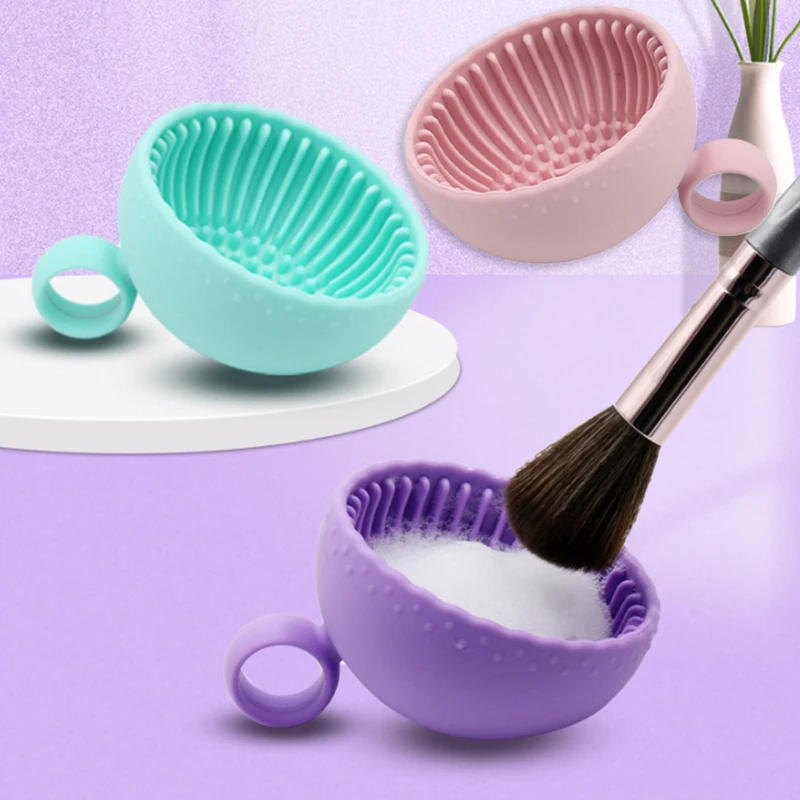 Description Picture 3 of itemSilicone Makeup Brush Cleaner Powder Puff Cleaning Bowl Eyeshadow Brushes Wash Clean Mat Beauty Tools Soft Silicone Scrubber Box
