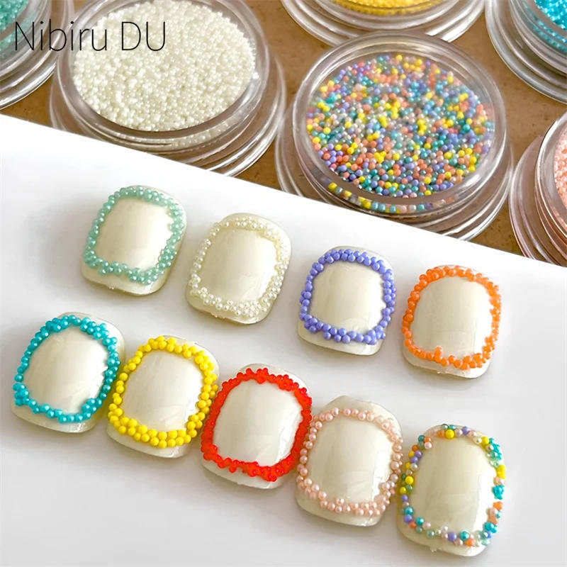 Description Picture 2 of itemMacaron Bubble Beads Nail Rhinestones 9 Colors Kawaii 3D Resin Round Candy Mini Caviar Beads Nails Charms Manicure Decorations