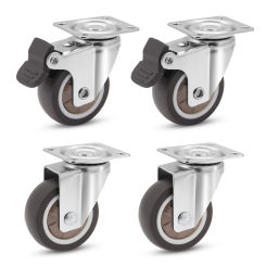 4Pcs 2inch Swivel Casters with 2PCS Safety Brake Heavy Duty Furniture Wheel Castor Silent Trolley Wheel for Table Chair Sofa