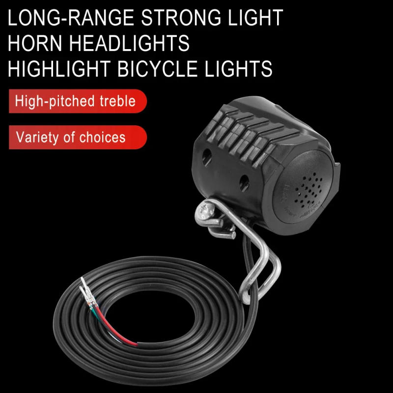 Description Picture 6 of item36V 48V 60V E-Bike Horn Light LED Headlight Electric Bicycle 2 in 1 Horn And Light Switch for Electric Scooter High Brightness