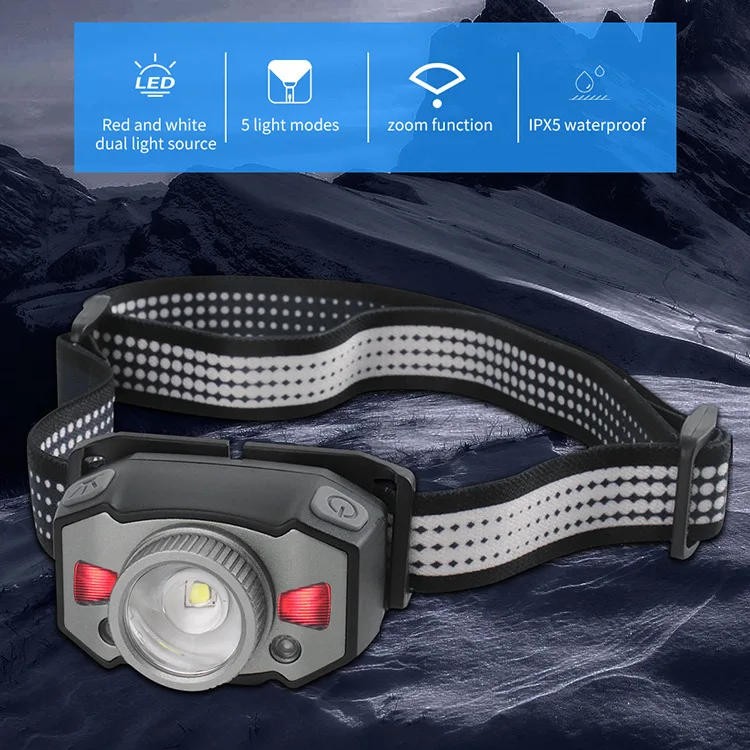 Description Picture 3 of itemLED Induction Headlamp USB Rechargeable Head Lamp Smart Motion Sensor Headlight Zoomable Head Flashlight Outdoor Fishing Lantern