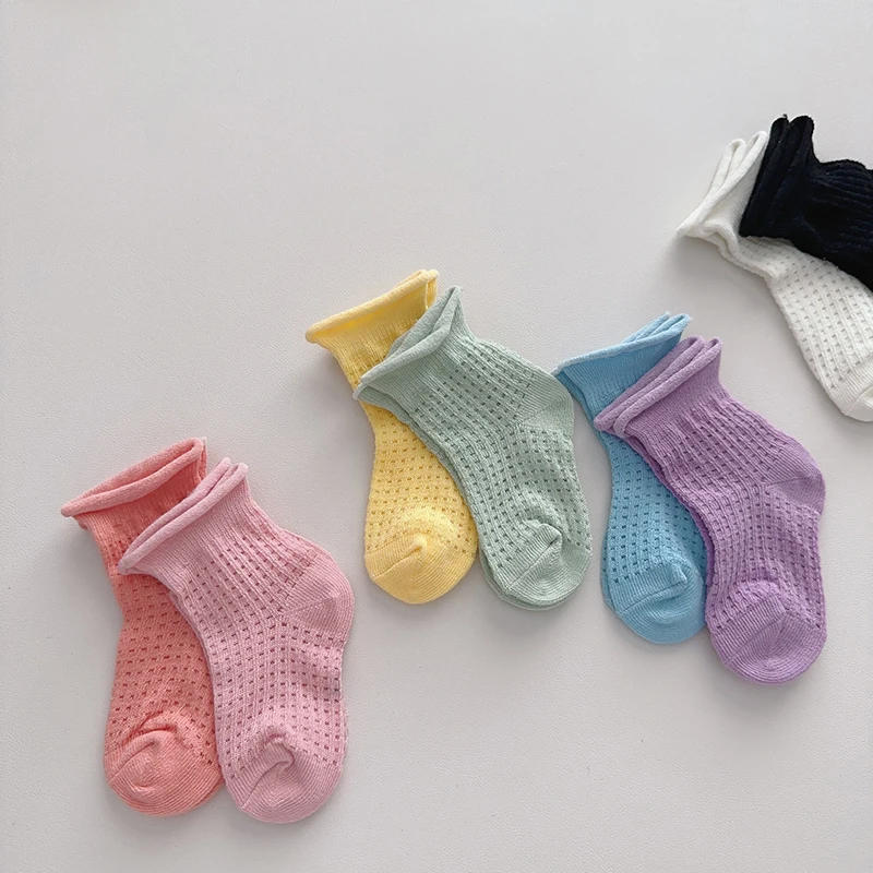 Description Picture 4 of itemSummer Children Mesh Socks Candy Color Kids Short Sock 0-4 Years Kindergarten Baby Cotton Socks Thin Breathable Toddler Footwear