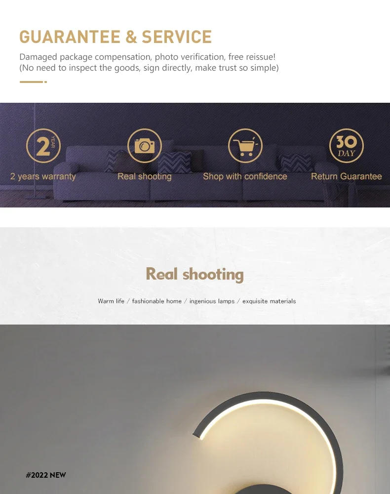 Description Picture 2 of itemModern LED Wall Lamp Nordic Black White Golden Wall Lighting for Living Bedroom Aisle Home Decor Fixtures Indoor Wall Lustres