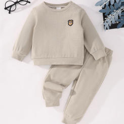 A New Spring And Autumn Children's Hoodie Waffle Set For Boys A Casual Long-Sleeved And Long-Pants 2-Piece Set