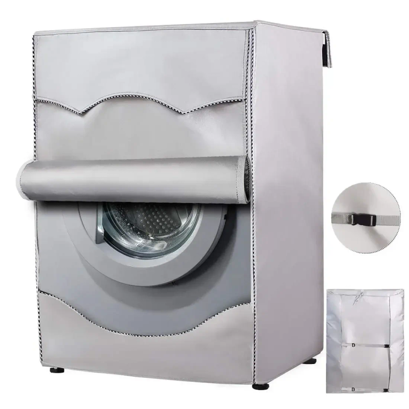 Description Picture 4 of item4 size washer-dryer cover Washing machine cover Polyester waterproof front load sunblock laundry silver coated dust cover