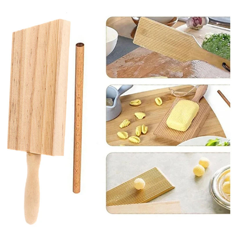 Description Picture 2 of itemWooden Noodles Board Handmade Pasta Tray Potato Dumplings Gnocchi Roller Pasta Paddle Board Maker Desserts Pastry Baking Tools