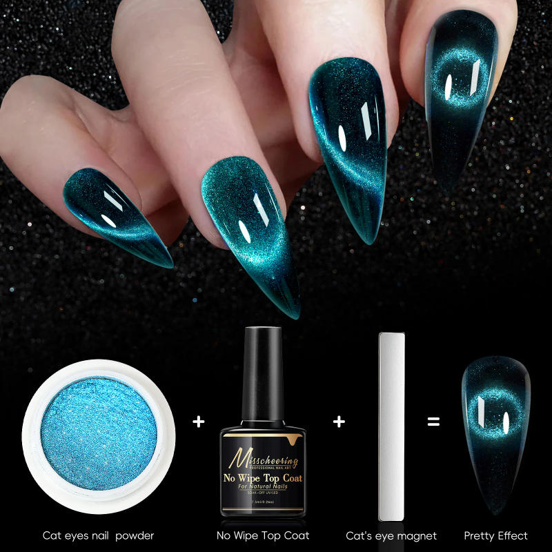Description Picture 5 of item9D Meteorite Cat's Eye Powder 1-Jars Magnetic Nail Glitter Pigment Nail Gel Polish Manicure Holographic Laser Chrome Dust