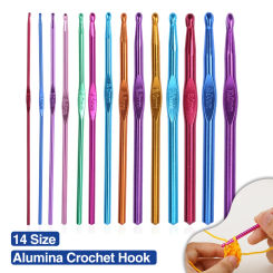 14 Sizes Crochet Hooks Set Multicolor Aluminum Crochet Hooks Needles Yarn Knitting Sewing Hooks 2mm/0.07inch to 10mm/0.39inch