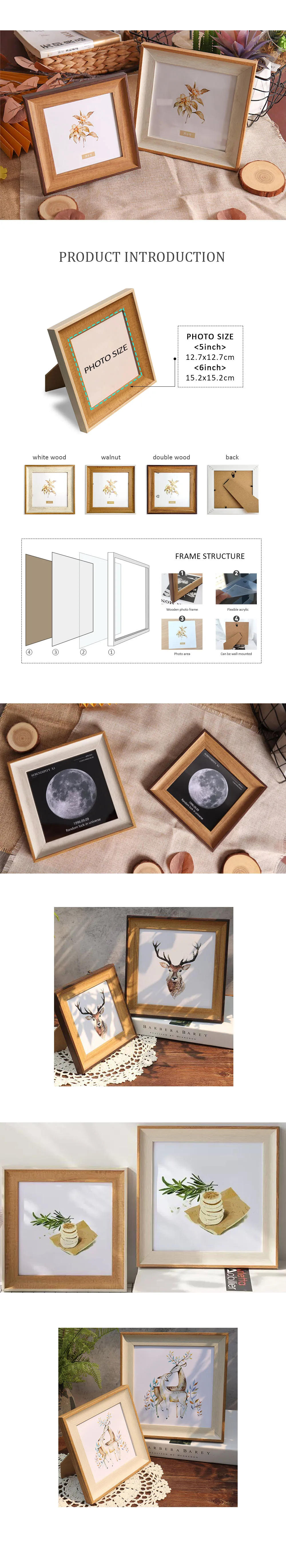 Description Picture 3 of item5/6 Inch Nordic Square Photo Frame Setting Cross Stitch Frame Square Resin Picture Frame Wall Hanging Home Decoration