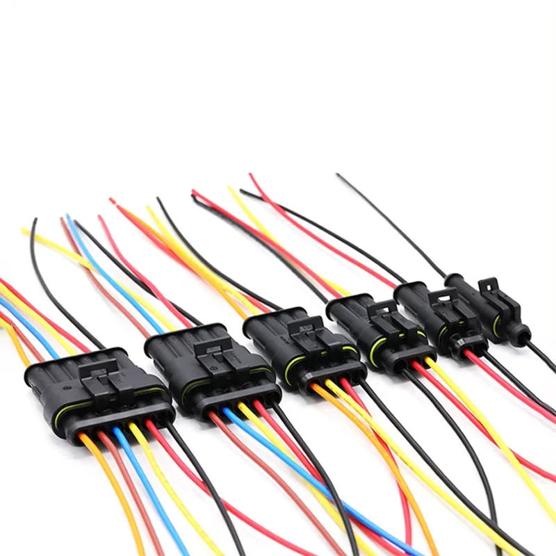Description Picture 2 of item5/20/100 sets AMP 1P 2P 3P 4P 5P 6P Waterproof Auto Connector Male Female Plug with 15CM 18AWG Wire Cable HID harness for Car