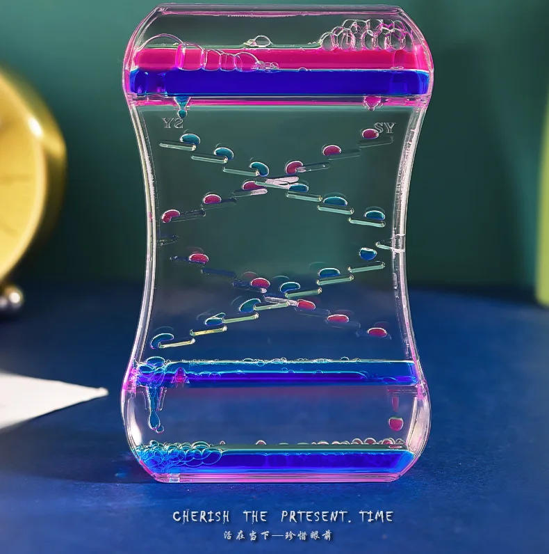 Description Picture 2 of itemCreative Oil Drop Sliding Dual Color Liquid Water Oil Drop Hourglass Sports Bubble Decompression Toy Timer Desktop Decoration