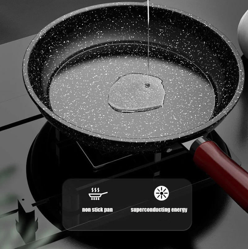 Description Picture 2 of itemFrying Pan Wok Pan Non-Stick Pancake Pan 24/26/28cm with cover  Household Induction Gas Stove Universal Pan Cooking Steak Pan