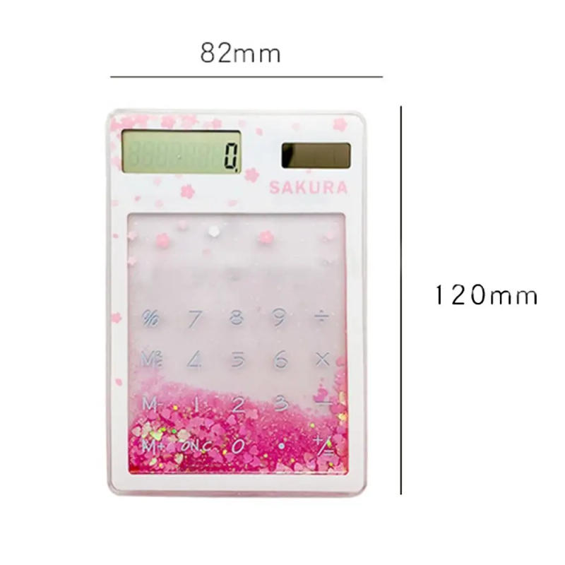 Description Picture 5 of itemQuicksand Mini Solar Calculator Cute Transparent Creative Student Stationery 8 Digits Display School Supplies Student