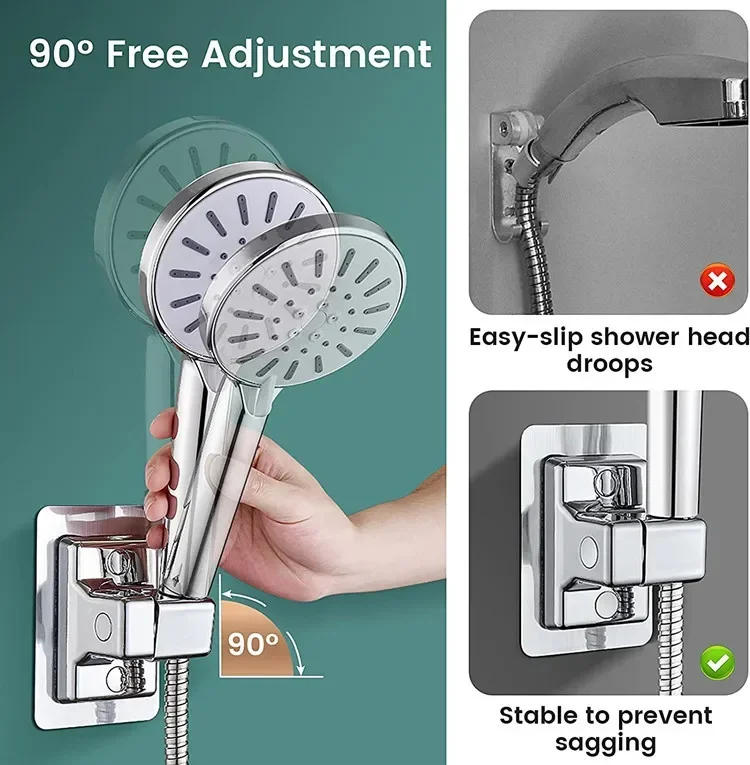 Description Picture 3 of itemShower Head Holder Adjustable Wall Mounted Shower Holder Self-Adhesive Showerhead Handheld Bracket Bathroom  Accessories