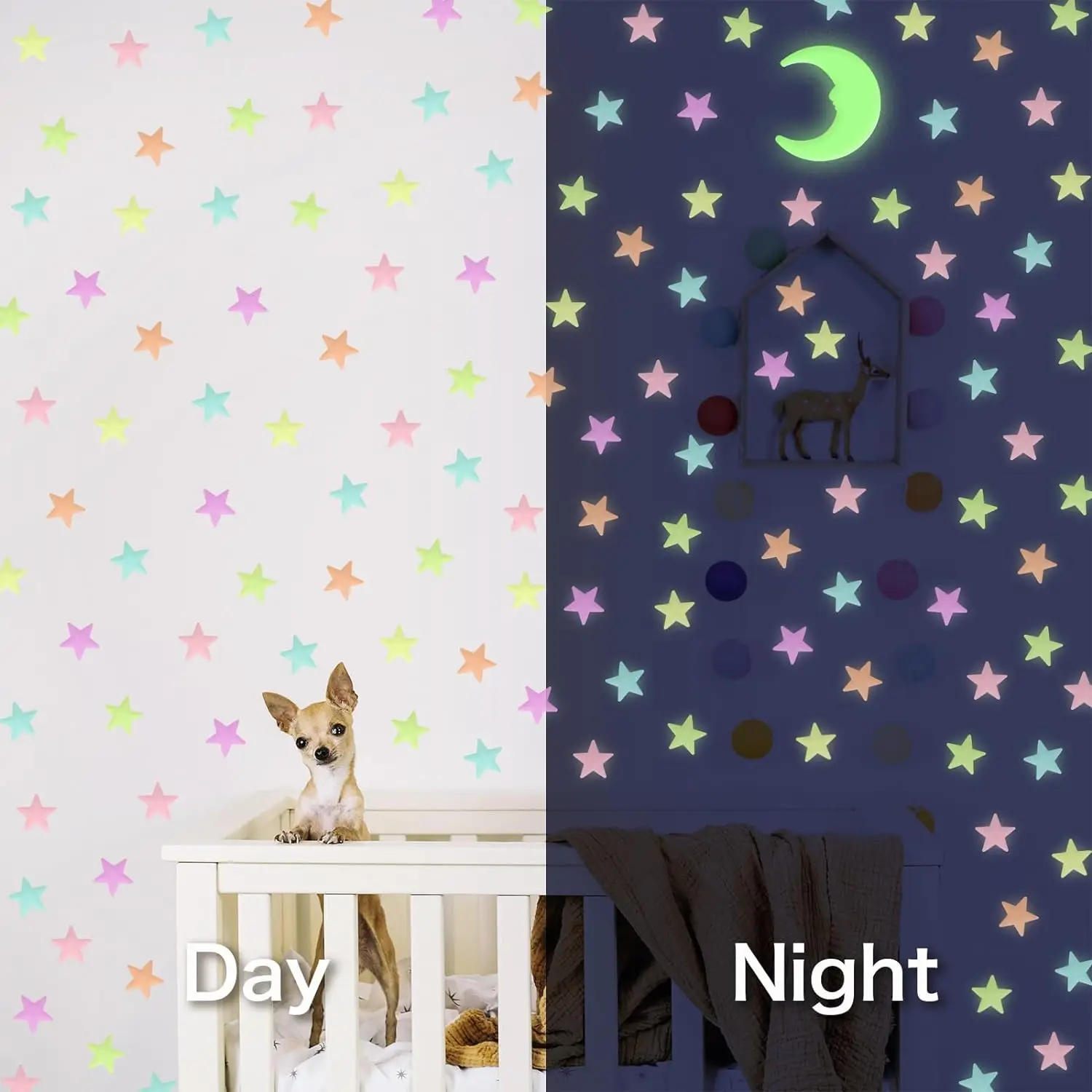 Description Picture 3 of item50-1000pcs Luminous Stars 3D Wall Stickers Glow In The Dark Fluorescent Adhesive Decoration for Home Baby Kids Bedroom Ceiling