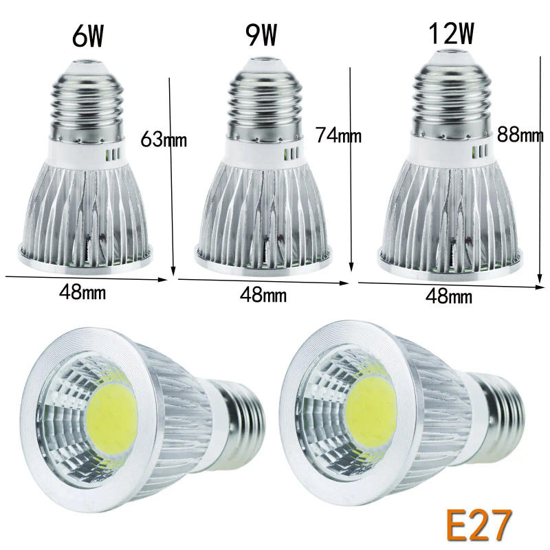 Description Picture 5 of item5PCS/lot Dimmable LED Bulb 6W 9W 12W GU10 GU5.3 MR16 E27 LED Spotlight Bulb For Home Office Decor Lamp Light ac 110v 220V