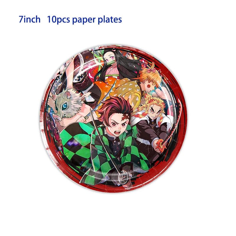 Description Picture 3 of itemDemon Slayer Birthday Party Decoration Balloon Banner Cake Topper Demon Slayer Tableware Party Supplies Baby Shower
