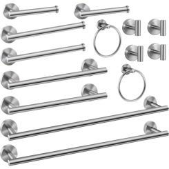 14 Piece Nickel Bathroom Hardware Set -Include23.6&16inch,Towel Hook,2 Pack 7 Piece Accessories Set Stainless Steel Wall Mounted