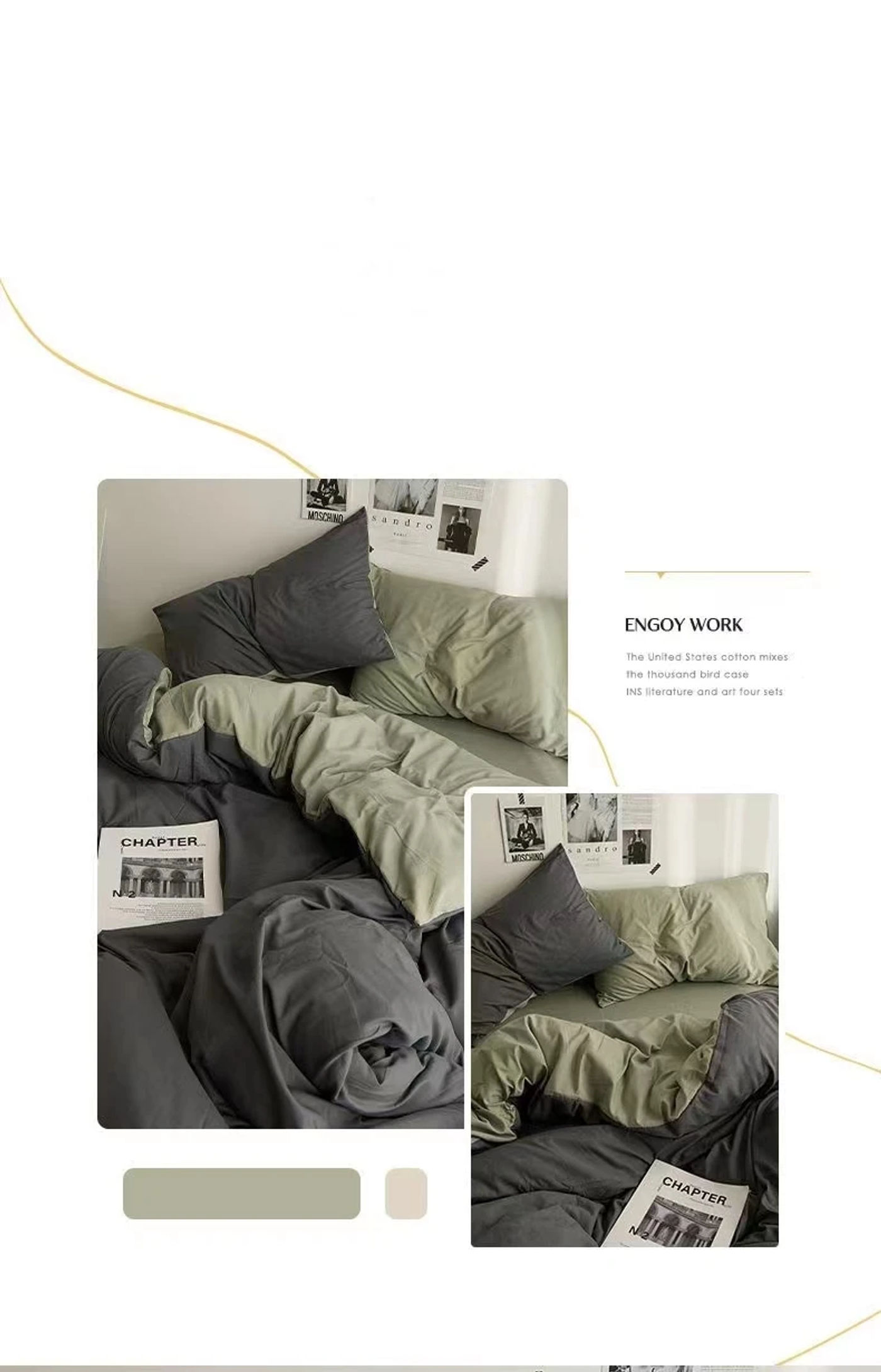 Description Picture 4 of itemSolid Color Double Couple Duvet Cover Double-sided Nordic Simplicity Queen Size Quilt Cover Comfort 200x230（No Pillowcase Sheet)