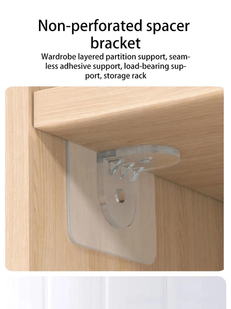Description Picture 4 of item4/10pcs Wardrobe Divider Brackets Non-Marking Sticky Kitchen Cabinet Divider Brackets Anti-Side Slip Layer Support Brackets