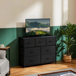 Dresser for Bedroom with 7Drawers,Storage Organizer Units Furniture, Chest Tower TV Stand with Fabric Bins,Closet