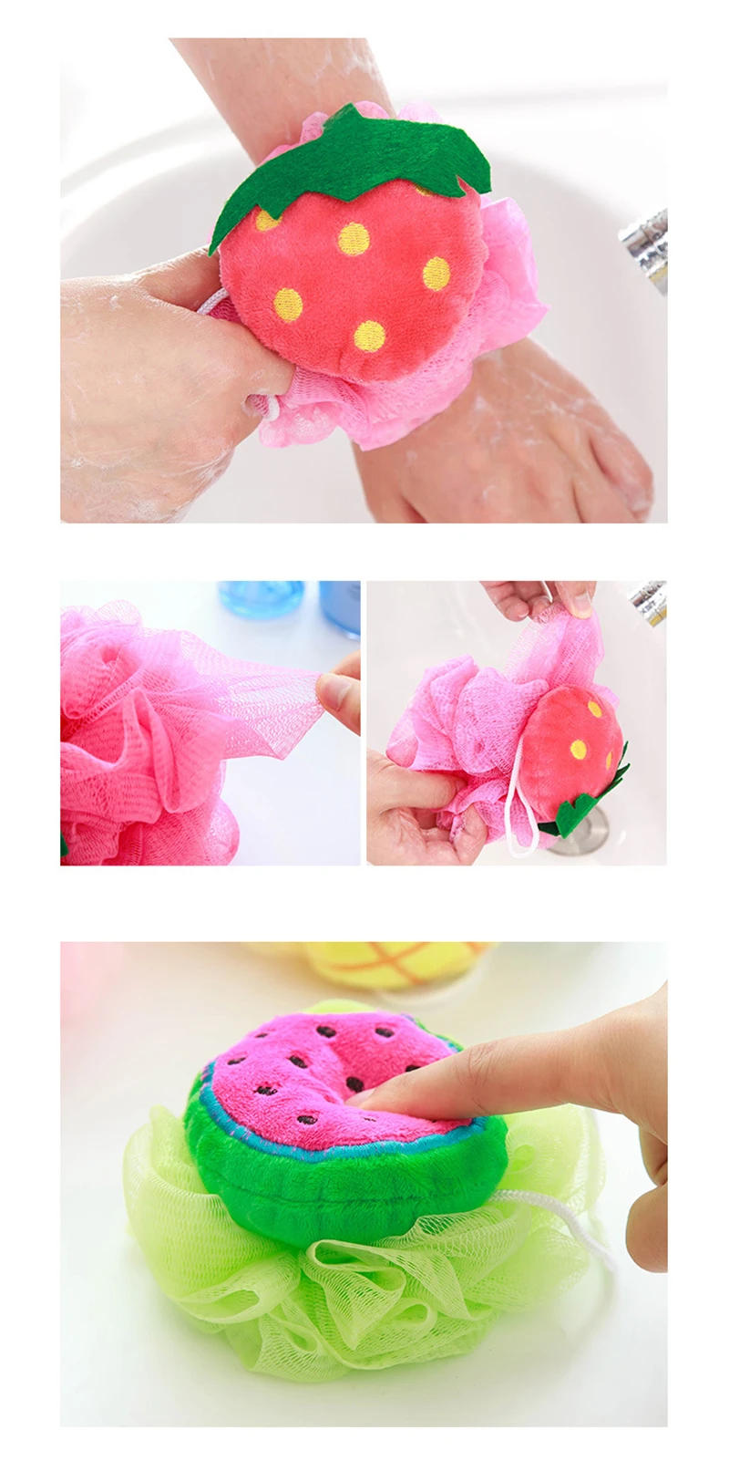 Description Picture 4 of itemFruit Shaped Shower Ball Soft Large Size Bathing Foam Bath Sponge Exfoliating Body Scrub Cleaning Care Tool Bathing Accessories