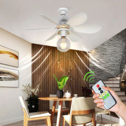 LED Bulb Ceiling Fan 3 Speeds Ceiling Fan LED Lamp E27 Base Remote Control Indoor Ceiling Fan Light Dimmable for Bedroom Kitchen