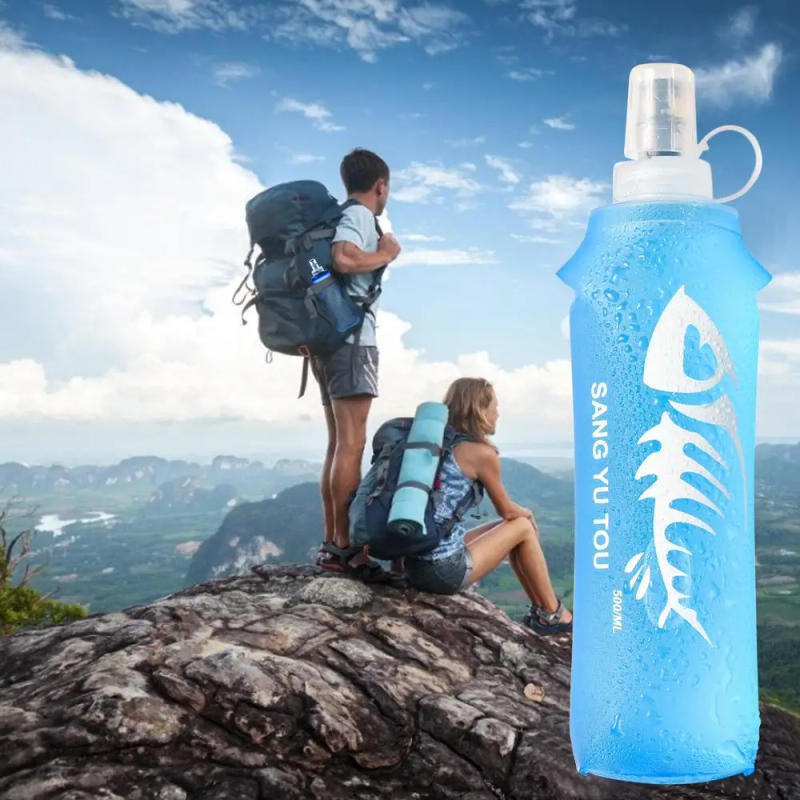 Description Picture 4 of item250/500ml Soft Flask Folding Collapsible Water Bottle TPU BPA Free For Running Hydration Pack Waist Bag Vest For Outdoor Camping