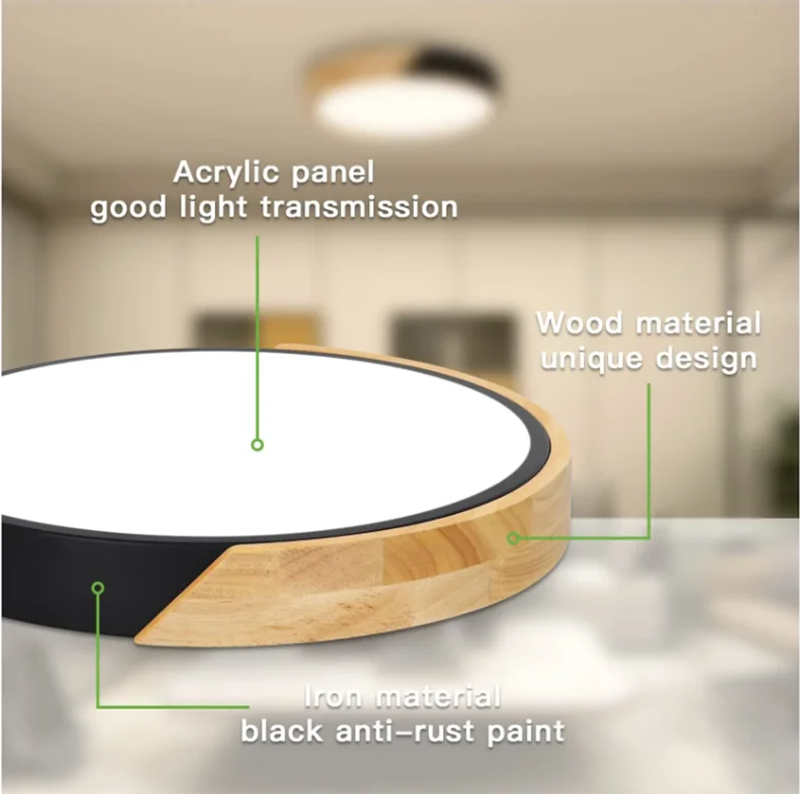 Description Picture 5 of itemNordic LED Ceiling Light Wood Round Minimalist Home Lighting Lamps for room Kitchen Bedroom Surface modest ceiling lamps