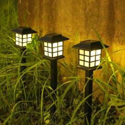 Solar LED Lawn Lamp Outdoor Waterproof Solar Powered Light Small Palace Pathway Walkway Lights for Garden Yard Decoration