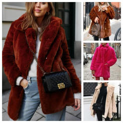 Women's Mid Long Faux Fur Coat, Winter Plush Jacket, Plus Size Overcoat, Lapel Fluffy Jacket, Female Outerwear, Fuzzy Top