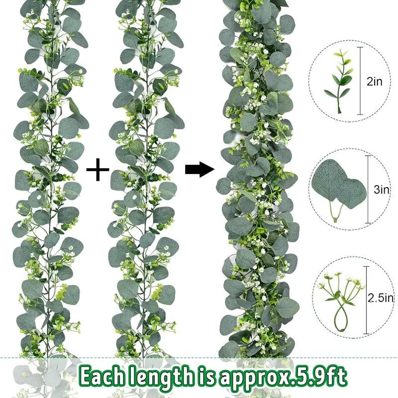 Description Picture 5 of item1Pcs Artificial Eucalyptus Leaves Greenery Garland Faux Plant Vines for Home Room Decor Garden Wedding Decoration Outdoor Decor