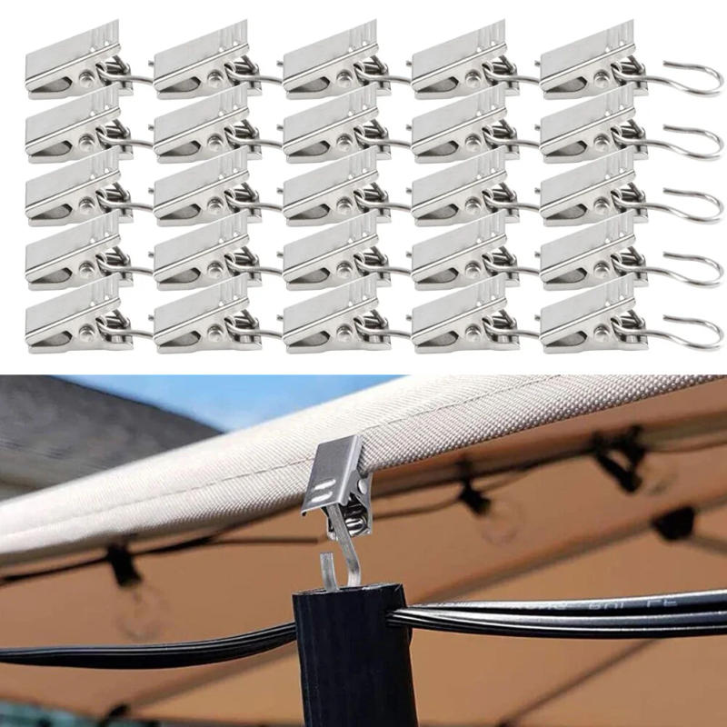 Description Picture 3 of item20/50/100pcs Curtain Clips Hook Stainless Steel Hooks Bathrrom Curtain Rod Clips Holder For Living Room Bedroom Home Decoration