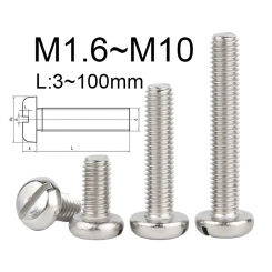 2~30PCS Round Head Slotted Machine Bolts M1.6 M2 M2.5 M3 M4 M5 M6 M8 M10 304 Stainless steel Slot Screws Length:3~100mm