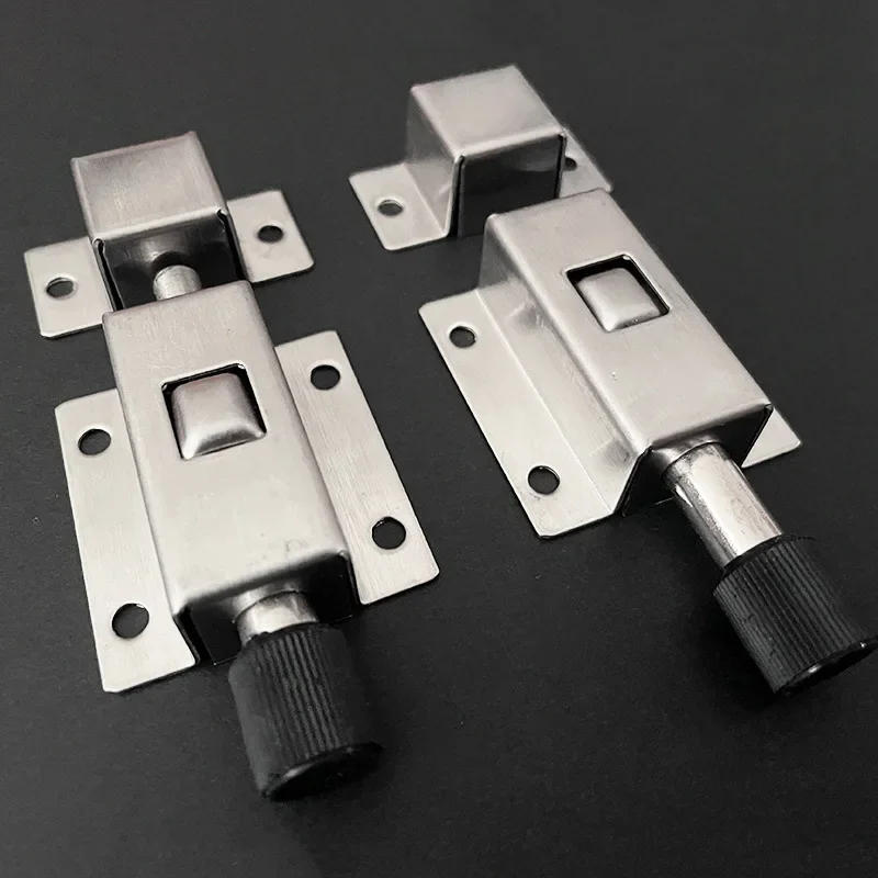 Description Picture 3 of itemPopular Stainless Steel Silver Door Latch Sliding Lock Barrel Bolt Automatic Spring Latch With Screws