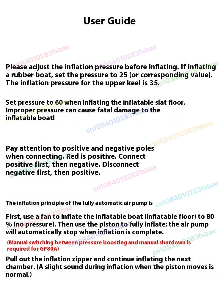 Description Picture 3 of itemInflatable Boat Electric Inflatable Pump  High Pressure  12V-GP-80 Inflatable Pump