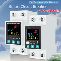 Tuya WiFi Circuit Breaker Smart Reclosing Protector With Power Metering 1P 1-63A Timer Voltage Current and Leakage Protection