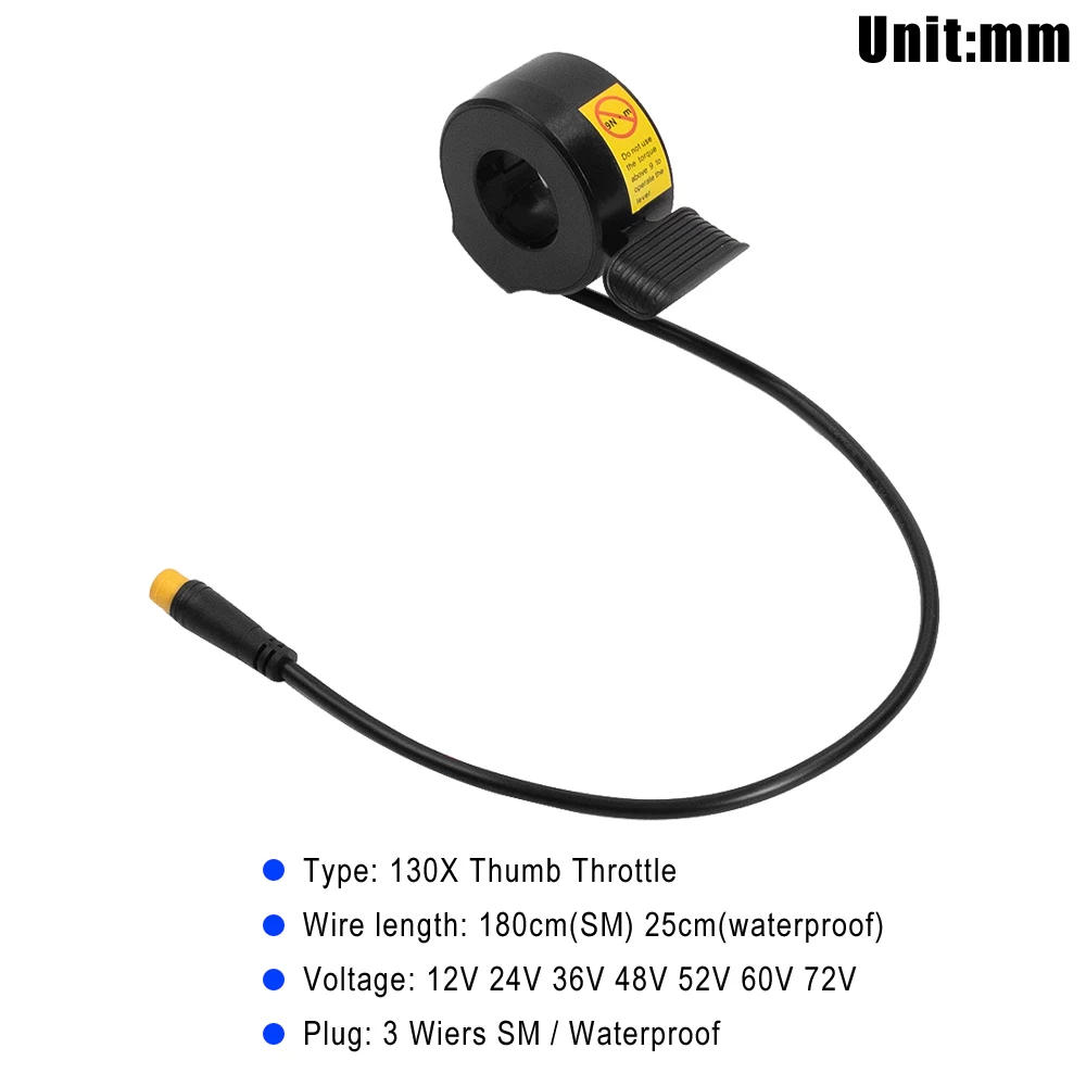 Description Picture 5 of itemElectric Bike Thumb Throttle 130X Waterproof 3 Pin Electric Bicycle Speed Control Accelerator Throttle 24V/36V/48V/60V/72V Parts