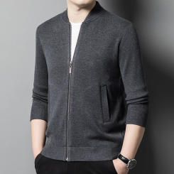 Minglu Cardigan Wool Mens Sweaters Luxury Computer Knitted Autumn Winter Long Sleeve Stand Collar Male Sweaters Man Outerwear