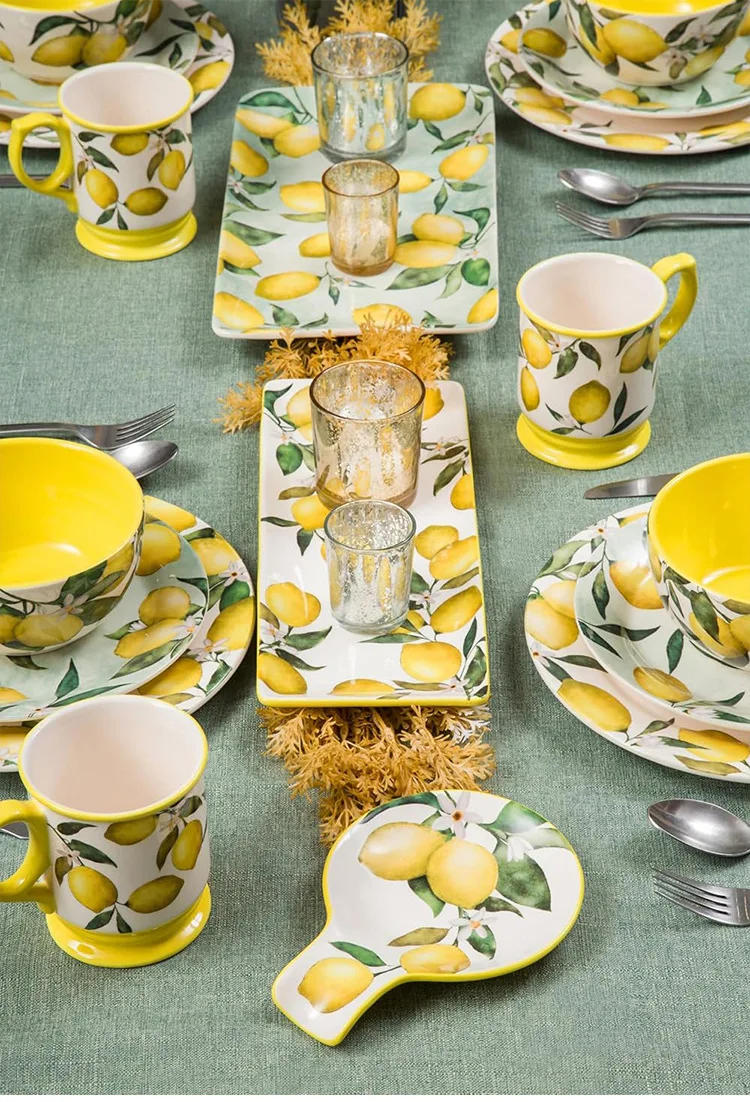 Description Picture 2 of itemCreative Hand-painted Relief Lemon Ceramic Plates, Soup Bowls, Fish Plates, Dessert Plates, Storage Jars, Irregular Tableware