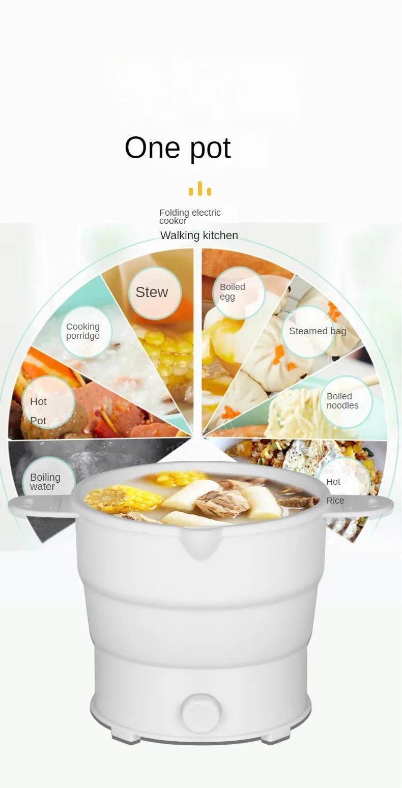 Description Picture 5 of itemFoldable Electric Cooker 220V Mini Multifunction Hot Pot Food Steamer Cooking Machine for Dormitory Noodle Cooker for Travel