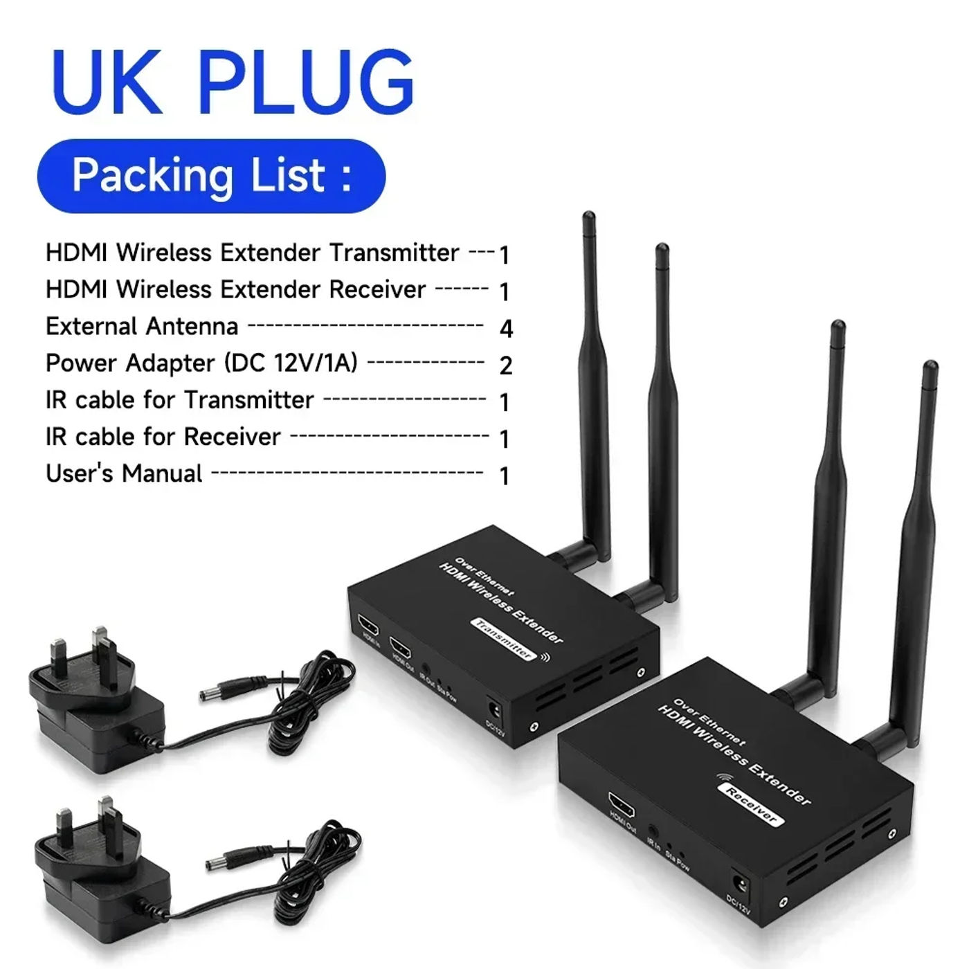 Description Picture 4 of item1080P 200M 5.8GHz Wireless HDMI-Compatible Transmitter Receiver Extender with IR HDMI Loop-Out For TV Audio Video Extender Kit