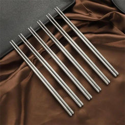 5 Pairs Chinese Metal Chopsticks Household High Temperature Sterilizable Non-slip Stainless Steel Chopsticks Kitchen Accessories
