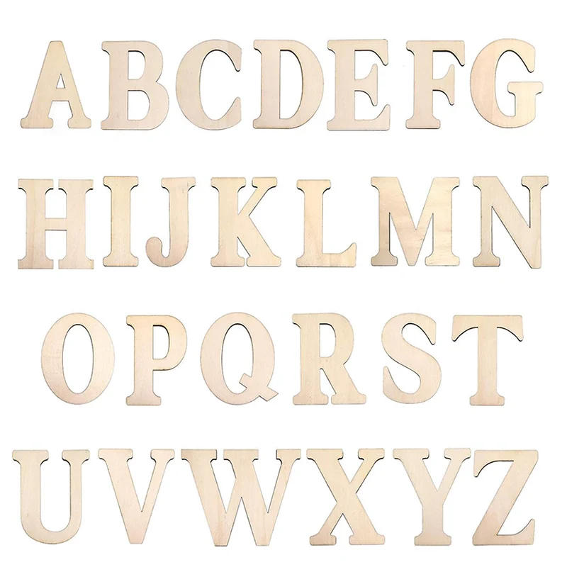 Description Picture 2 of item26Pcs/Set Wood Letters Unfinished A-Z Wooden Alphabets Letter Craft for DIY Painted Educational Home Wall Decoration